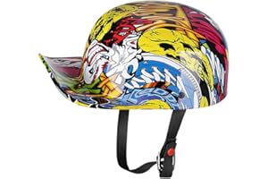 Woljay Vintage Open Face Motorcycle Helmet Retro Baseball Cap Half Helmets Men Women for Scooter Moped Cap Street Cruiser Jet - DOT Certified