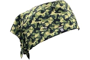 Weark Bonnet de santé pour homme et femme, infirmière dentaire médicale, pédiatre à poils longs avec boutons et sweat-shirt avant (Camouflage vert)
