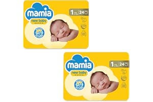 ALDI Mamia Newborn Nappies, Size 1, 2 x Packs of 24 (48 Nappies)