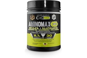 Healthy Fusion Acides Aminés Essentiels BCAA Musculation 2:1:1 - Croissance Musculaire et Récupération Rapide - 8,7g BCAA/Dose - Glutamine, Collagène, Magnésium, Vitamine B6-300g, 30 Doses