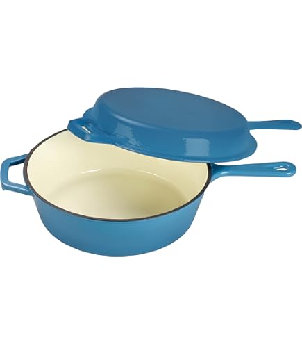ToCi Wokpan van gietijzer, geëmailleerde pan & wok, grote coating met deksel en handgrepen, antiaanbakpan voor inductie, glaskeramiek, oven, gas- en elektrisch fornuis