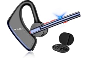 WYHOO Oreillette Bluetooth sans Fil avec Dual Mic V5.2 CVC 8.0 Casque sans Fil Main Libre Bluetooth Oreillette Écouteur Léger à Oreille Unique D'autonomie pour iPhone, Samsung, HTC, LG, Sony, PC