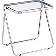 KAIHAOWIN Folding TV Tray Table Clear Acrylic Foldable Table No Assembly Required Tiny Desk for Home Office Side Table Small Computer Desk for Small Spaces-Clear