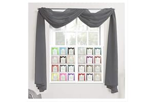 Megachest TAILORED VOILE WINDOW SCARF PELMET 26 color choices (dark silver, 56"X197"X1 Panel)