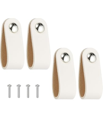 PATIKIL 7 inch lederen ladetrekkers met ijzeren plaat, 2 stuks lederen riem kofferbak handvat kast knoppen hardware vervanging met 18 mm schroeven voor dressoir deur koffer bagage, bruin