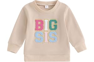 SAEEVIMA Kinder Mädchen Entspannt Sweatshirt für Schwestern Langarm Rundhalsausschnitt Kleine/Große Schwestern Print Pullover Shirt Famliy Sisters Passende Warme Kleidung