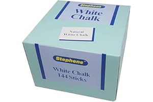 Stephens White Chalk Box of 144 Sticks, Ideal Toys For Kids, Mess-Free Alternative To Paint, Colouring For Craft And Board, Pavement Painting Drawing, Or Blackboard Writing (package may vary)