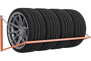 QLS Support mural pour pneus de voiture - 120 cm - Charge maximale : 180 kg - Orange