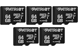 Patriot Memory Tarjeta de Memoria Flash MicroSD de la Serie LX de 64GB - PSF64GMDC10 - Paquete de 5 Piezas