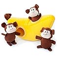 ZippyPaws Zoo Friends Burrow Interactive Dog Toys - Hide and Seek Dog Toys and Puppy Toys, Colorful Squeaky Dog Toys, and Plush Dog Puzzles, Monkey ‘n Banana
