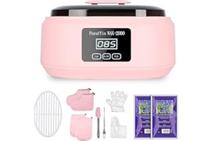 Boadw Baño de parafina para manos y pies, 3400 ml Baño de cera de parafina Juego de baño de parafina para piel seca y áspera, con 900 g de cera de parafina y accesorios, Gran regalo de spa - Rosa