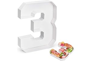 Hayaww Digitale Süßigkeitenbox Pappmaché-Zahlen Zahlenboxen aus Pappe Pappbuchstaben für Wurstwaren Zahlenkartons geburtstagsdekoration geburtstagsgeschenk Pappnummern Wurstwarennummern Weiß (3)