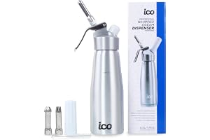 ICO Vispsifon Premium Vispgrädde Dispenser 500ml Aluminum Kökstillbehör för Hemlagad Grädde, Desserter, Mousser och Infusioner