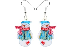 NEWEI Cute Acrylic Cartoon Christmas Snowman Earrings Drop Dangle Decoration Costumes Jewelry For Women Girls Gift New Year