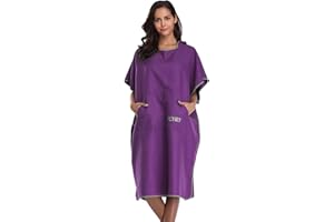 FLYILY Adulto Unisex Bata Poncho de Toalla para Niños Natación Toalla Playa Surf Poncho Albornoz Robe con Capucha para Cambiarse de Ropa(Purple,L)