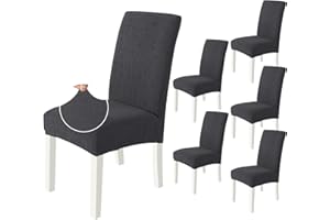 Ystyle Housse De Chaise 6 Pièces, Housse Chaise Salle À Manger Élastique, Couvre Chaise Moderne Extensible, Lavable Protection Chaise, Universel Housse pour Chaise Mariage, Gris Foncé