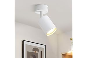 ‎ZMH ZMH LED Deckenleuchte Weiß Deckenstrahler: GU10 Deckenlampe Spots 1 Flammig 350°Schwenkbar Deckenspots Modern Flurlampe Industrial Wandstrahler für Wohnzimmer Schlafzimmer Küche Ohne Leuchtmittel