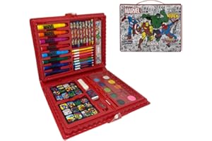 CARTOON Set de color para niños Marvel Avengers, kit de dibujo y pintura con 65 piezas de colores y papelería