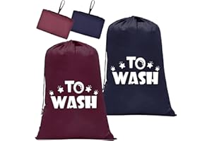 NIDOUL 2 Pack Wäschesäcke,Heavy Duty Reise-schmutzige Wäschesäcke,Maschinenwaschbarer Wäschesack,XL-Größe Wäschesäcke für Heim- und Wohnheimcamp-Reise (24" x 36", Rot+marine)