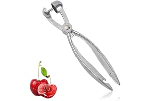 YNKKVRE Dénoyauteur de cerises, dénoyauteur de cerises avec tige en acier inoxydable, dénoyauteur ou dénoyauteur, dénoyauteur d'olives, tige en acier inoxydable et poignée de qualité alimentaire (argenté)