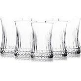 6&rsquo; Crystal Patterned Glass Tea Cup Set &ndash; 160ml Thin Waist Modern Design &ndash; Heat Resistant Glass Cup &ndash; Stylish and Elegant Presentation