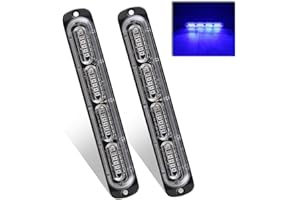 Teguangmei 2 x 24LED Feux Stroboscopique 12-24V Ultra Mince d'urgence Danger Lumière LED Stroboscope D'urgence Lampe pour Construction Camion Voiture Véhicule Bleu
