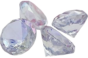 Allstarco 4PCS 60mm Extra Large Acrylic Diamond Confetti AB Coating for Table Scatter Wedding Decorations Vase Fillers Individually Wrapped