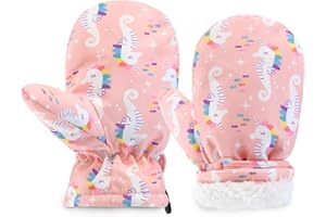 SEYUFN Ski Gants Hiver Gant Enfant Fille Moufles Bebe Moufle Garçon Respirant Gant pour Filles Peluche Gants Garçon Chaud