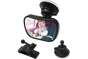 Rétroviseur arrière pour bébés dans la voiture, Netspower Siège auto incassable Miroir rétroviseur réglable sur 360 °, sûr Miroir pour bébé avec ventouse et clip pour cadre Miroir pour bébé