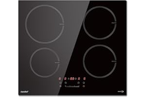 COMFEE' CIH741F238K0 7200W Built-in Induction Hob with 4 Cooking Zones, 9 Power Levels, 20% larger Heating Area with Boost Function, Easy to clean, Touch Control, Child Safety Lock