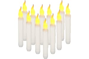 Yeahmart 6PCS LED Taper Candle Lights, Flameless Battery Operated Window Candles for Christmas Wedding Churches Birthday Party Decorations, Warm White, Dia 0.79 x 6.5 Inch
