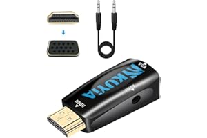 KUYiA HDMI to VGA Adapter, 3.5mm Audio Output HDMI Male to VGA Female Converter Supports Full HD 1080p/ 1080i Video Compatible with Computer, Monitor, Projector, HDTV, Xbox, PS4 - Black