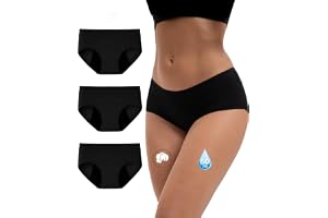 INNERSY Menstruationstrosor för kvinnor, rikligt flöde, bomull, tvättbara, 3-pack, 3 svart, L