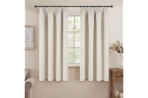 MRTREES Cortinas Opacas Termicas Aislantes Cortina Corta Fruncida Moderna para Salon Dormitorio Infantil Bebe Habitacion Juvenil Comedor 2 Piezas 140 x 145 cm Beige