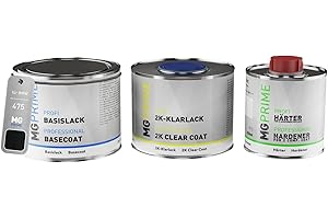 MG PRIME Vernice per auto Kit barattolo pronto all’uso per BMW 475 Blacksapphire Perlcolor/Black Sapphire Metallic Vernice di base + vernice trasparente 2K 1,25L