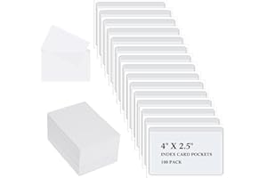 OUTUS Self-Adhesive Business Card Pockets with 100 Pieces Blank Business Cards Cardstock, Adhesive Clear Pockets Sleeves Label Holder for Index Cards, Protect Your Cards or Photos