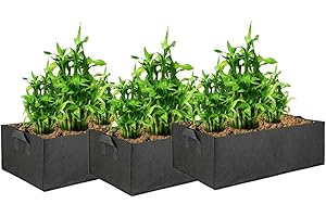 Mintice 3 Stück Wiederverwendbar Groß Pflanzen Tasche Pflanzenwuchsbeutel Pflanzsack Pflanzgefäßbehälter Töpfe Zuhause Garten für Kartoffel, Tomate, Karotte Schwarz (60 * 30 * 20cm)