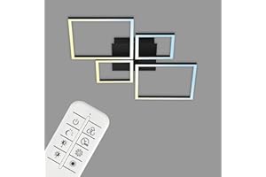 ‎BRILONER BRILONER Leuchten - LED Deckenleuchte, Deckenlampe dimmbar, inkl. Fernbedienung, Farbtemperatursteuerung, Nachtlichtfunktion und Timer, Schwarz, 38 Watt, 4.000 Lumen, 750x467x75mm (LxBxH), 3093-015
