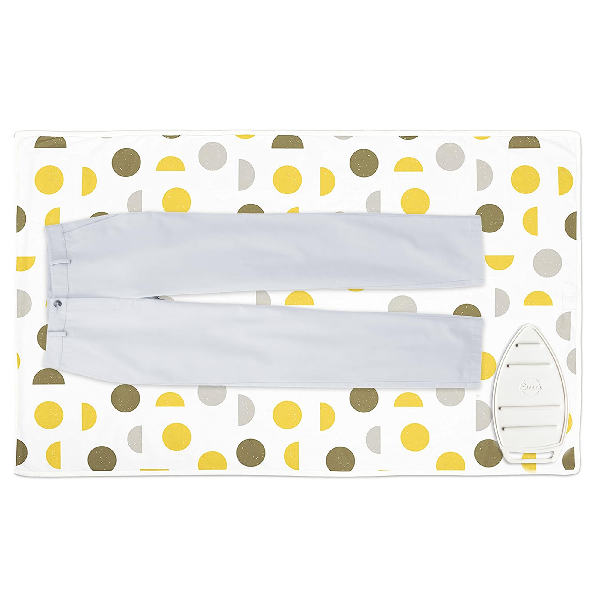 Encasa XO Ironing Mat Review: Large 120x70 cm with 3mm Felt Padding & Silicone Iron Rest - Yellow Moon