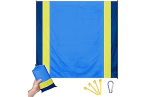 Sciphylia Coperta da Picnic 210 x 200 CM Coperta da Spiaggia Impermeabile e Leggera Anti Sabbia Portatile Coperta da Tasca con 4 Picchetti Fixed Tappetino da Spiaggia per Campeggio Trekking, Blu
