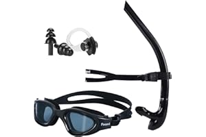 Focevi Swim Snorkel for Lap Swimming,Adult Swimmers Snorkeling Gear for Swimming Snorkel Training in Pool and Open Water,Center Comfortable Silicone Mouthpiece One-Way Purge Valve