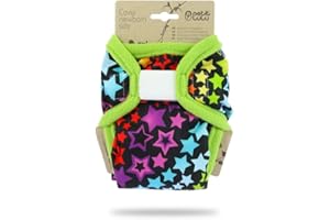 ‎PETIT LULU Petit Lulu Neugeborenen Überhose (2-6 kg) für Stoffwindeln Klett (Regenbogensterne)