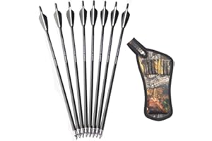 AMEYXGS 8pcs Flèches D'arbalète en Carbone Mélangé de Boules D'arbalète 16" 17" 18" 20" 22" avec Carquois D'arbalète pour L'arbalète
