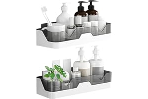 BELSVOR Estanteria ducha 2PCS, 2PCS estanteria ducha sin taladro, Estanteria baño admite más de 7 kg, Estante baño sin taladro para baño/cocina/dormitorio, 2 Estantes de baño