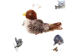 LYOVEU Interactive Chirping Bird Cat Toy, Simulated Chirping Bird Cat Toy Flapping, Interactive Simulated Chirping Flapping Bird Cat Toy, Tweeting Bird Cat Toy,Toy for Cats To Play Alone, For Indoor Cats