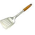 TIJAR® Spatula Slotted Turner, Stainless Steel with Nylon Wood Effect Handle, Strong and Durable Spatula Cooking Turner, Slotted Turner, Multiuse Kitchen Tool