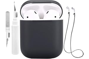 Teyomi etui na słuchawki AirPods, silikonowe etui z paskiem sportowym, do Apple Airpods, kompatybilne z Apple AirPods 2,1 (czarne)