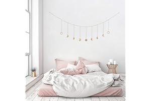 ‎OCIOLI OCIOLI Mondphasen-Girlande mit Ketten Boho hängende Ornamente Mond hängende Kunst Zimmerdekoration für Hochzeit Home Office Kinderzimmer Schlafsaal (Gold Moon)