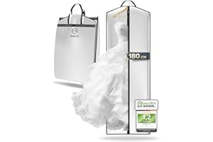 FR FIRIO FiRiO 1x Funda Vestido Largo Plegable I 180x60cm I Transpirable Porta Trajes Mujer I Portátil Funda Para Trajes de Flamenca, Vestido de Novia, Vestido de Noche, Abrigo I Antipolvo Fundas Ropa Armario