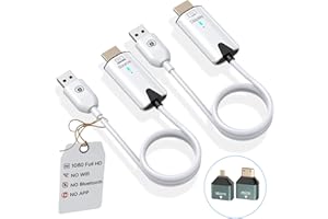 OiDiPi Wireless HDMI Transmitter and Receiver, 2.5G/5GHz Dual Band, 1080P HD Output Wireless HDMI Sender and Receiver, for Streaming Video and Audio to Monitor/Projector from Laptop/TV Box/PC (White